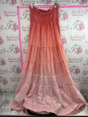 Dress or maxi skirt ombré tier Boho Tiered Strapless Maxi Skirt in Coral Pink